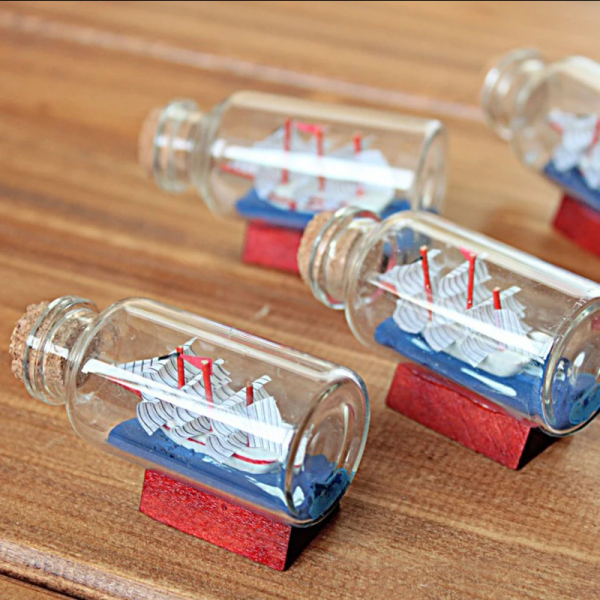 Miniature ship in a glass bottle